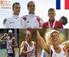Yohann Diniz 50 πρωταθλητής με τα πόδια χιλιόμετρα, και ο Sergey Bakulin Grzegorz Sudol (2η και 3η) του Ευρωπαϊκού Πρωταθλήματος Στίβου της Βαρκελώνης 2010